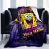 Custom Name SpongeBob vibrant collage. Flannel Fleece Blanket Cozy Warm Throw Blanket For Couch Bed Travel All Season Use
