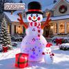 7FT/2.1M Inflatable Snowman Set with Lights and Red Gift Box, Christmas Outdoor Yard Decoration