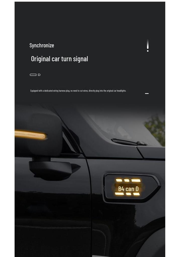 Suitable for New BJ40E Fender Flowing Light Modification: Dedicated, Personalized Atmosphere Turn Signal Sync Vehicle Fender.