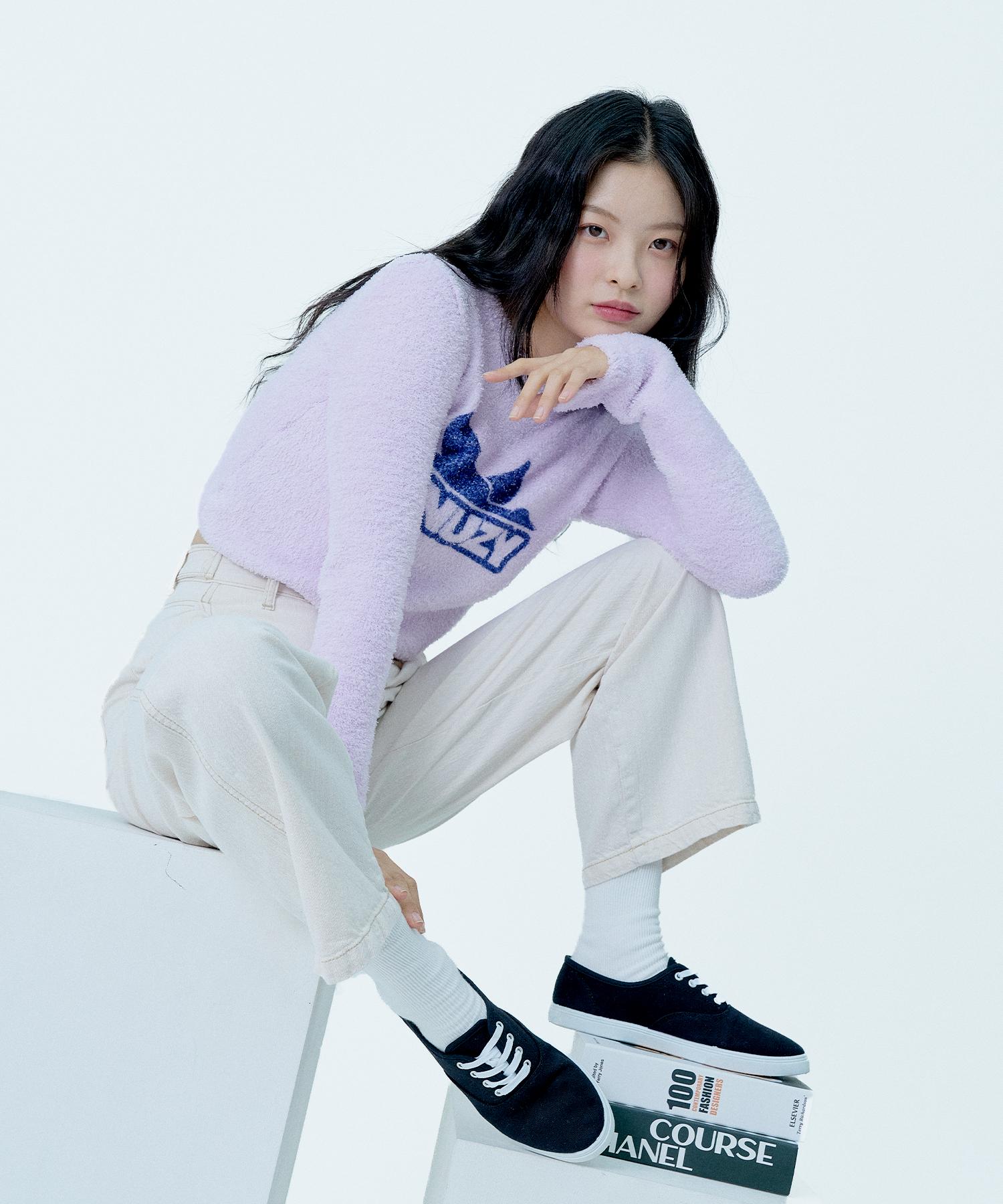 Snudge Logo Knit Crop Top Lavender Fog Lavender Fog