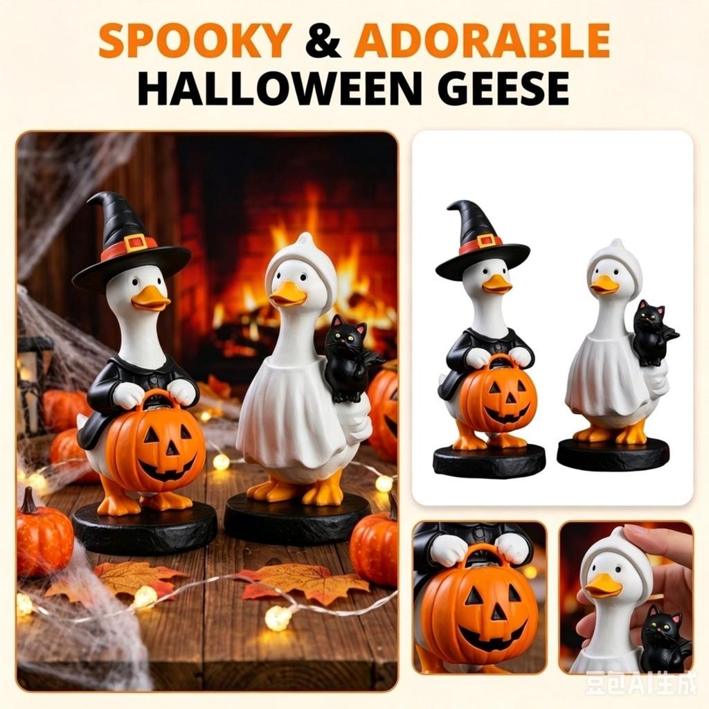 Halloween Resin Figurines 2-Pack for Home Decor, Party Decorations and Decor