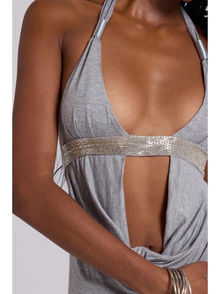 2026 European & American Women's Fashion Sexy Backless Deep V Halter Mini Dress