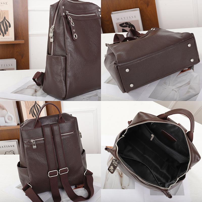 Women Natural Cow Leather Backpacks Lady Cowhide Design Large Capacity Bags Female Retro Versatile Backpacks Ladies Fashi Bag