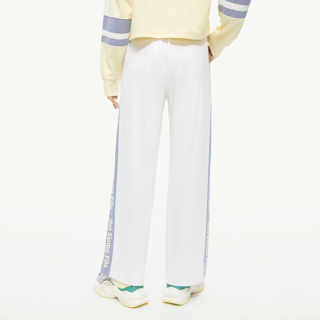 Fila Fusion 2023 Autumn New Fashion Retro Sports Casual Knitted Long Pants Loose Wide Leg Pants Women bottoms Standard-White T11W333607F-WT