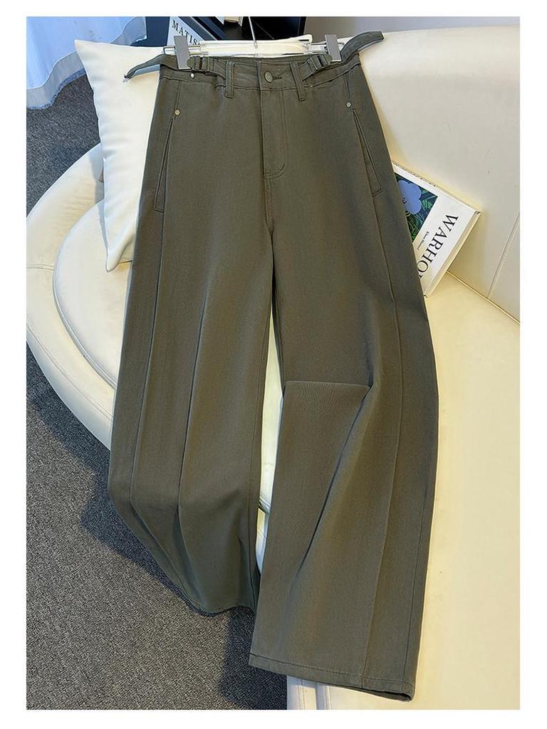 Trendy High-Waisted Wide-Leg Cargo Pants for Women - 2026 Spring/Autumn Slimming Retro Style
