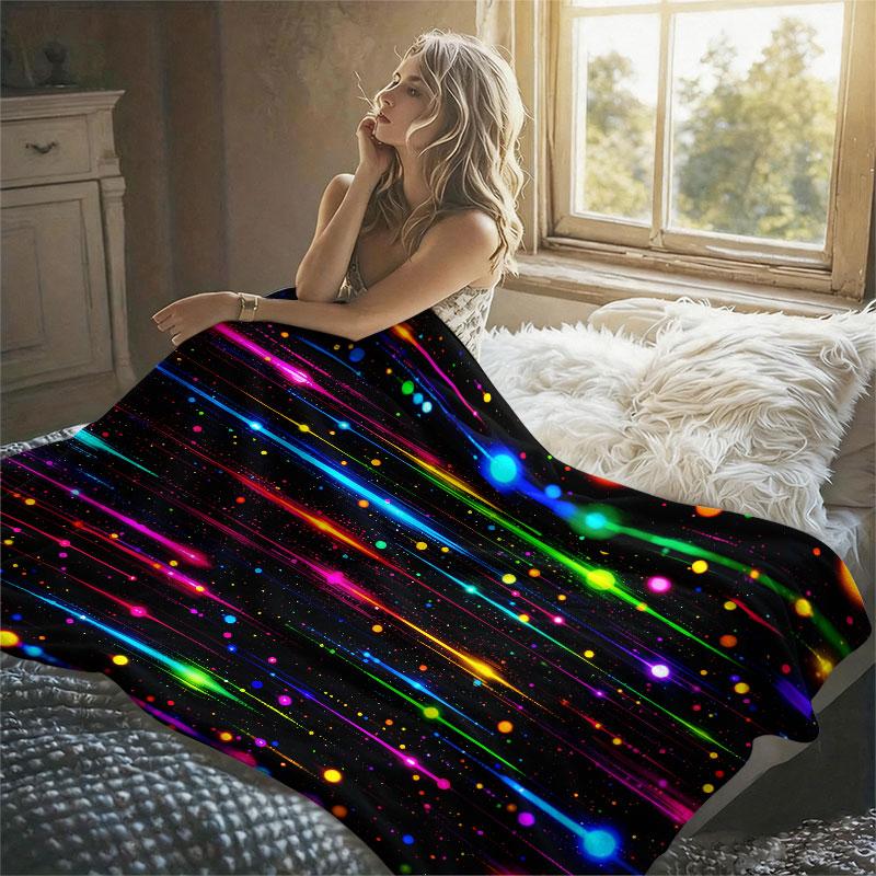 Neon Glitter Streaks Flannel Blanket Warm Soft Halloween Christmas Decorative Couch Warm Cozy All-Season Gift