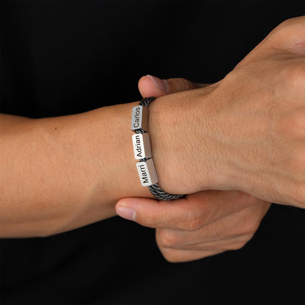 Personalized Name Stainless Steel Men's Bracelet Commemorative Engraving Handmade Boyfriend Gift Bracelet