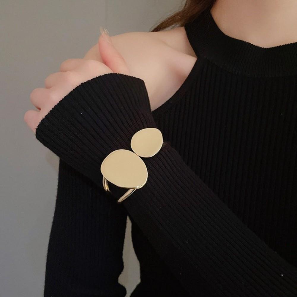 Smooth Metal Metal Bracelet Gold Color Geometric Bangle Exaggerated Punk Bangle Hip Hop Fashion