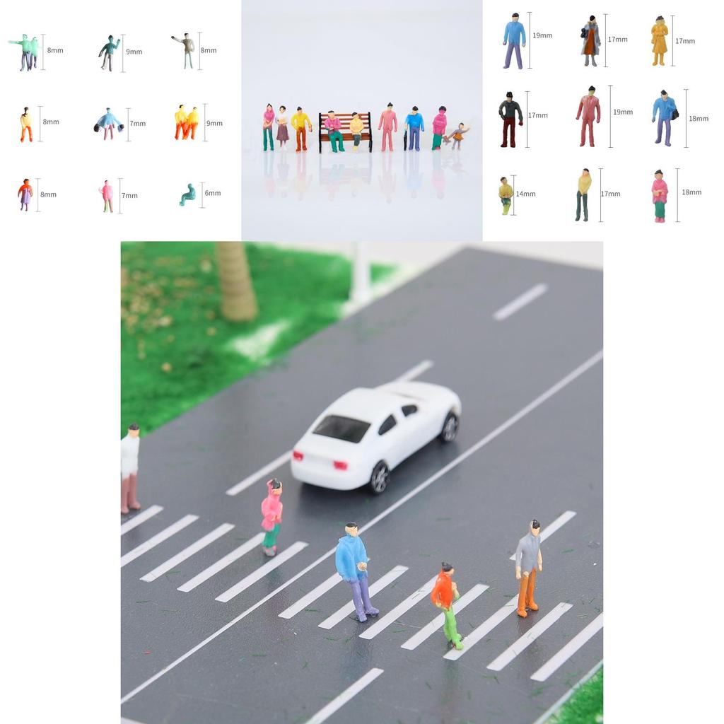 Colorful Plastic Miniature Figurine Models Set Of 100 In 1 To 200 Scale For Collectors