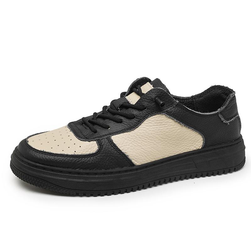 

Кожаные туфли для мужчин, весенние кроссовки, новые корейские повседневные кожаные туфли, маленькие туфли, модные и трендовые, дышащие, для вождения 44 чёрный