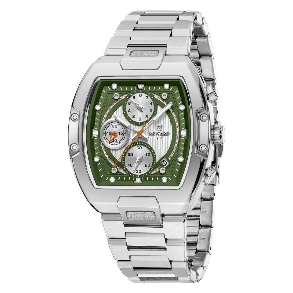 New Design Tonneau Watch Men Luminous Waterproof Date Stainless Steel Chronograph Quartz Watches for Men Relogio Masculino