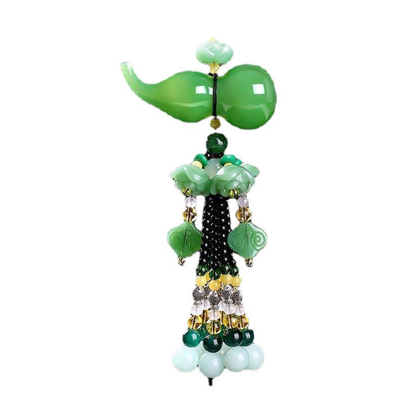 Tang Carved Rearview Mirror Ornaments - Chinese-Style Car Interior Decoration for Safe Travels