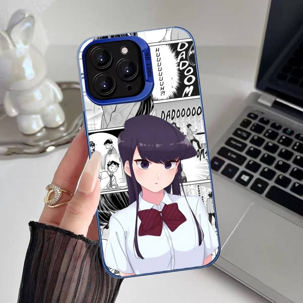Anime Komi Shouko Phone Case For IPhone 17 16 15 14 13 12 11 Plus Pro Max Multicolor Aurora Laser Shockproof Funda Cover