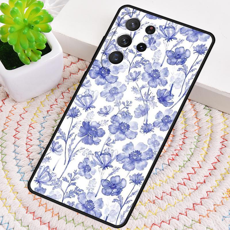 Blue Flower Phone Case for Samsung Galaxy note 10 pro S26 Ultra S23 S24 FE S25 S21 S22 PLUS shockproof Cove