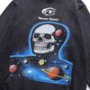 American Trendy Brand Hooded Sweater Retro Skull Print Washed Old Oversize Jumper Top