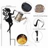 Solar-Powered Iron Art Flower Fairy Lawn Lamp Outdoor Waterproof Garden Kettle Hollow Rojection Light for Decorative Outdoor Use