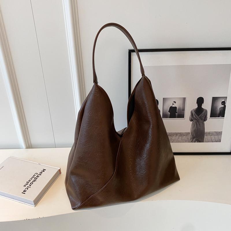 Fashion Design Leather Shoulder Bag for Women 2024 Tend Female Simple Big Underarm Hobo Bag Handbags and Purses