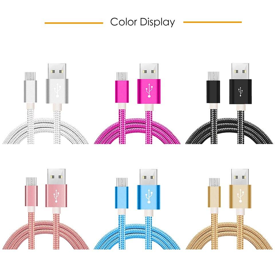 Micro-USB-kabel Nylon gevlochten data-snellader USB-kabel voor Samsung Xiaomi Redmi Huawei LG Microusb Android-telefoonkabels