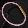 Armband Rosa Geflochtene Lederarmbänder Damen Edelstahlverschluss Armreifen Schmuck
