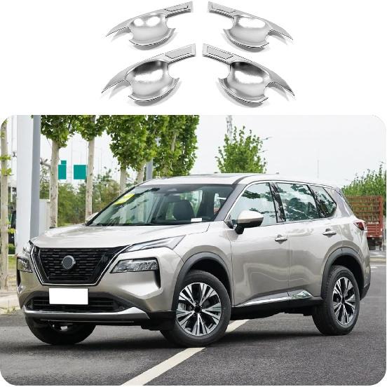 Car Accessories Fit for Nissan New Rogue 2021 2022 2023 2024 2025 2026 Exterior Door Handle Bowl Cover Trim (Chrome) 4PCS ABS