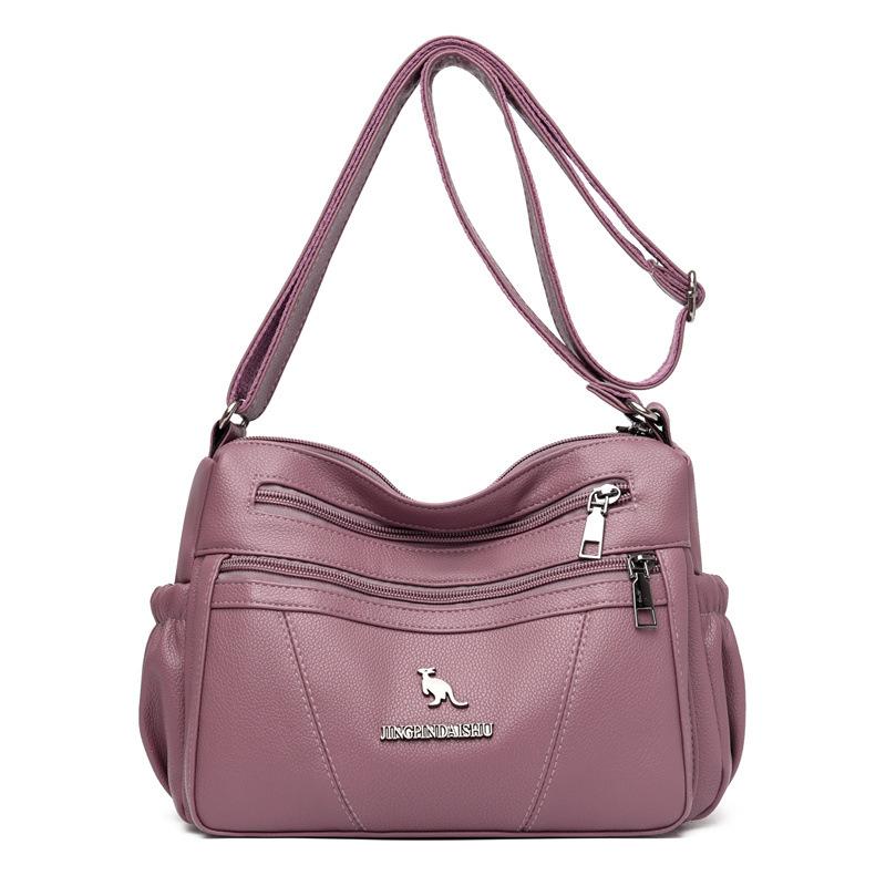 Soft Leather Women's Bag Simple and Versatile 2025 Spring New Middle-aged Mother Bag Large Capacity Multi-layer Shoulder Messenger Bag Women