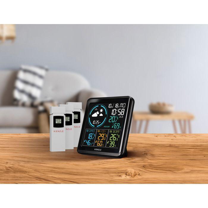 Station Météo Radio - KIENZLE - Avec 3 Capteurs - Température Et Humidité - Horloge Et Réveil