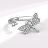 Adjustable Copper Zirconia Ring With Dragonfly Motif For Female Fashion Accessories