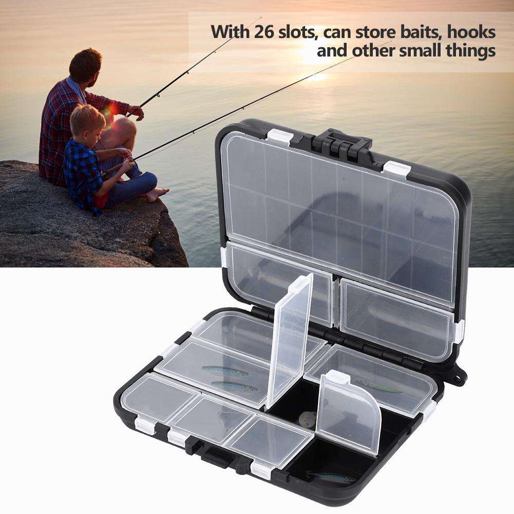 26 Slots Lure Baits Storage Box, Plastic Fishing Lures Holder for Storing Swivels Jigs Hooks Sinker