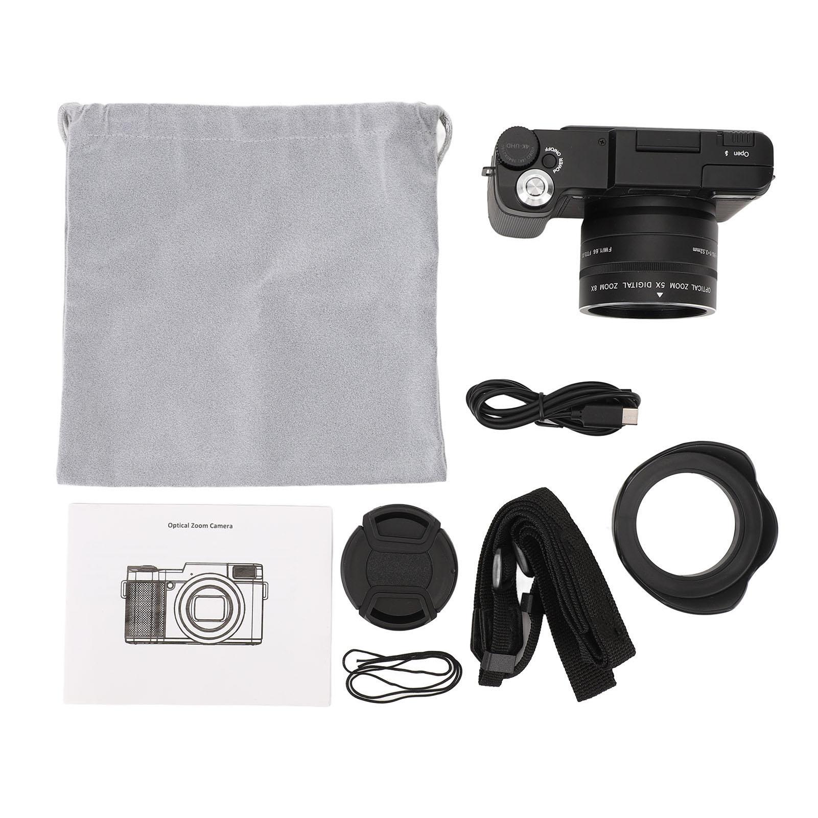 

4K Digital Camera 48MP HD 5X Optical Zoom 8X Digital Zoom Autofocus Vlogging Camera with 3.0 Inch Fl