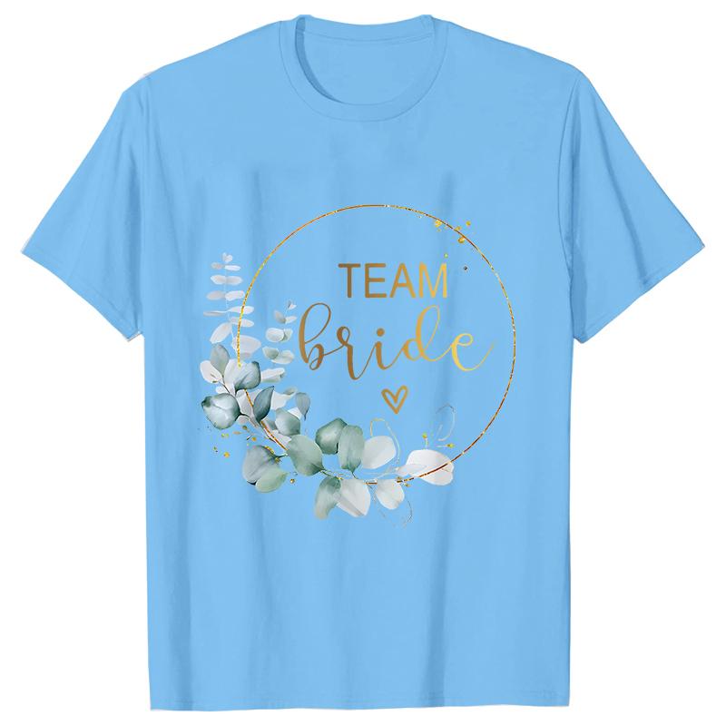 Team Bride Bridesmaid Bridal Flower Wreath Tees Unisex’s Bachelorette Party Tops Friends Wedding Single Farewell Shirt Clothing