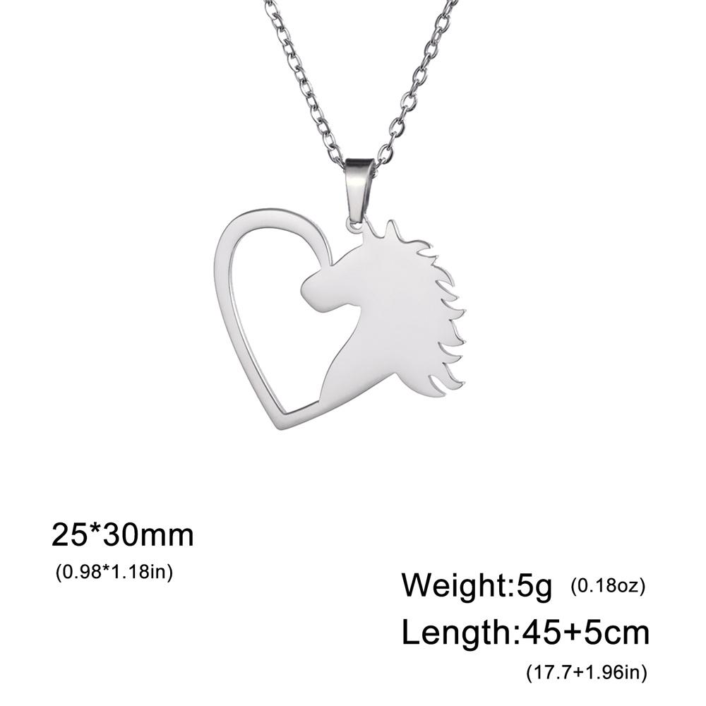 My Shape Running Horse Pendant Necklaces Women Men Stainless Steel Couple Love Heart Horse Animal Neck Chain Horse Lover Jewelry