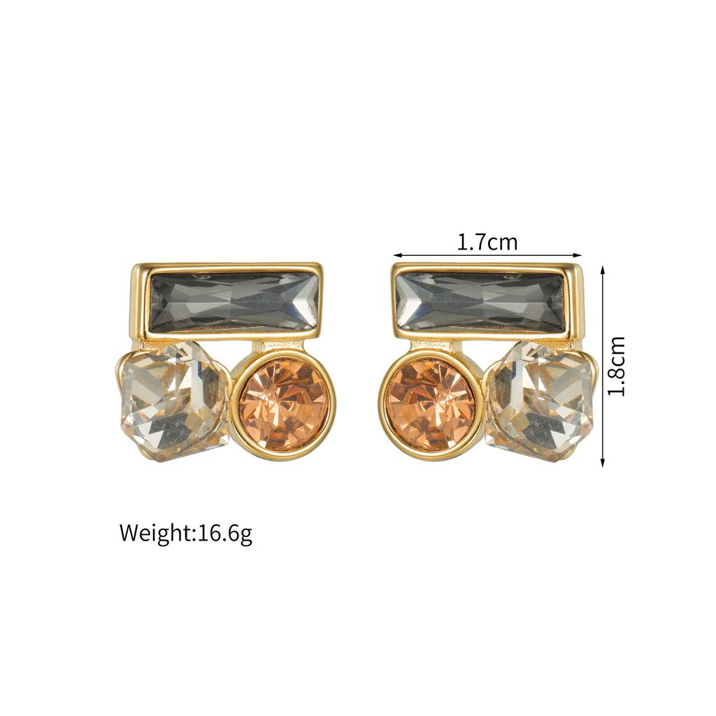 Atoztide New Fashion Shiny Zircon Earring for Women Stainless Steel Trendy Gold Color Statement Stone Stud Earring Jewelry Gift