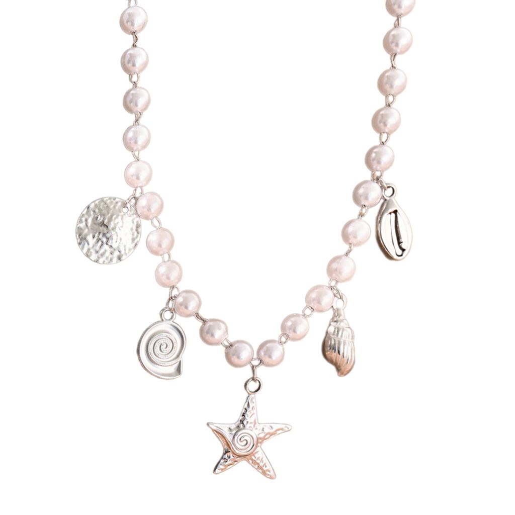Ocean Inspired Starfish Pendant Necklace With Faux Pearl Charm And Adjustable Alloy Chain For Fashion Forward Women