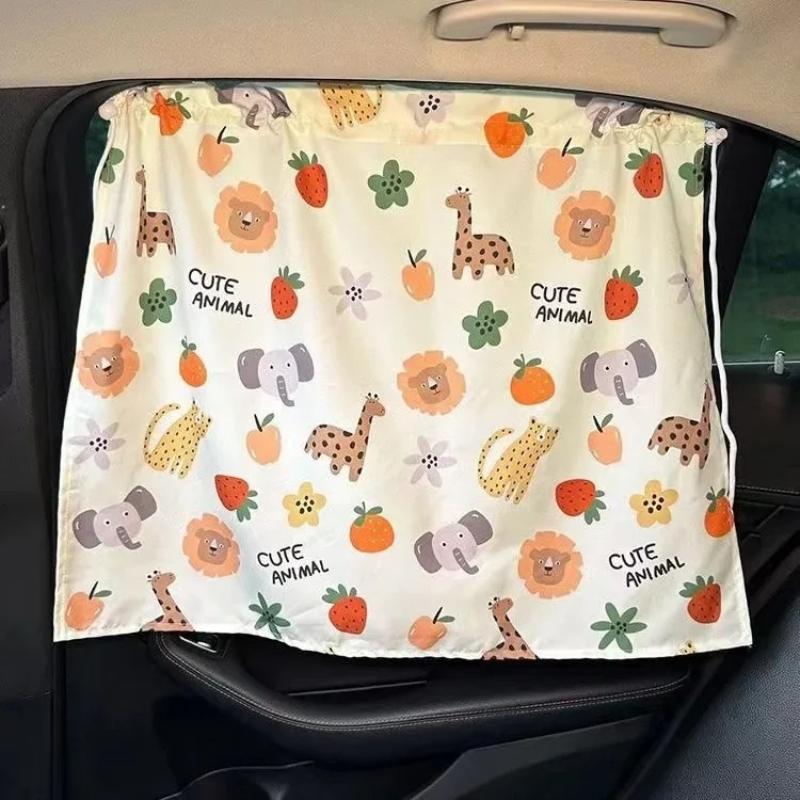 Suction Cup Curtain In The Car Window Sunshade Cover Cartoon Universal Side Window Sunshade UV Protection For Kid Baby Children