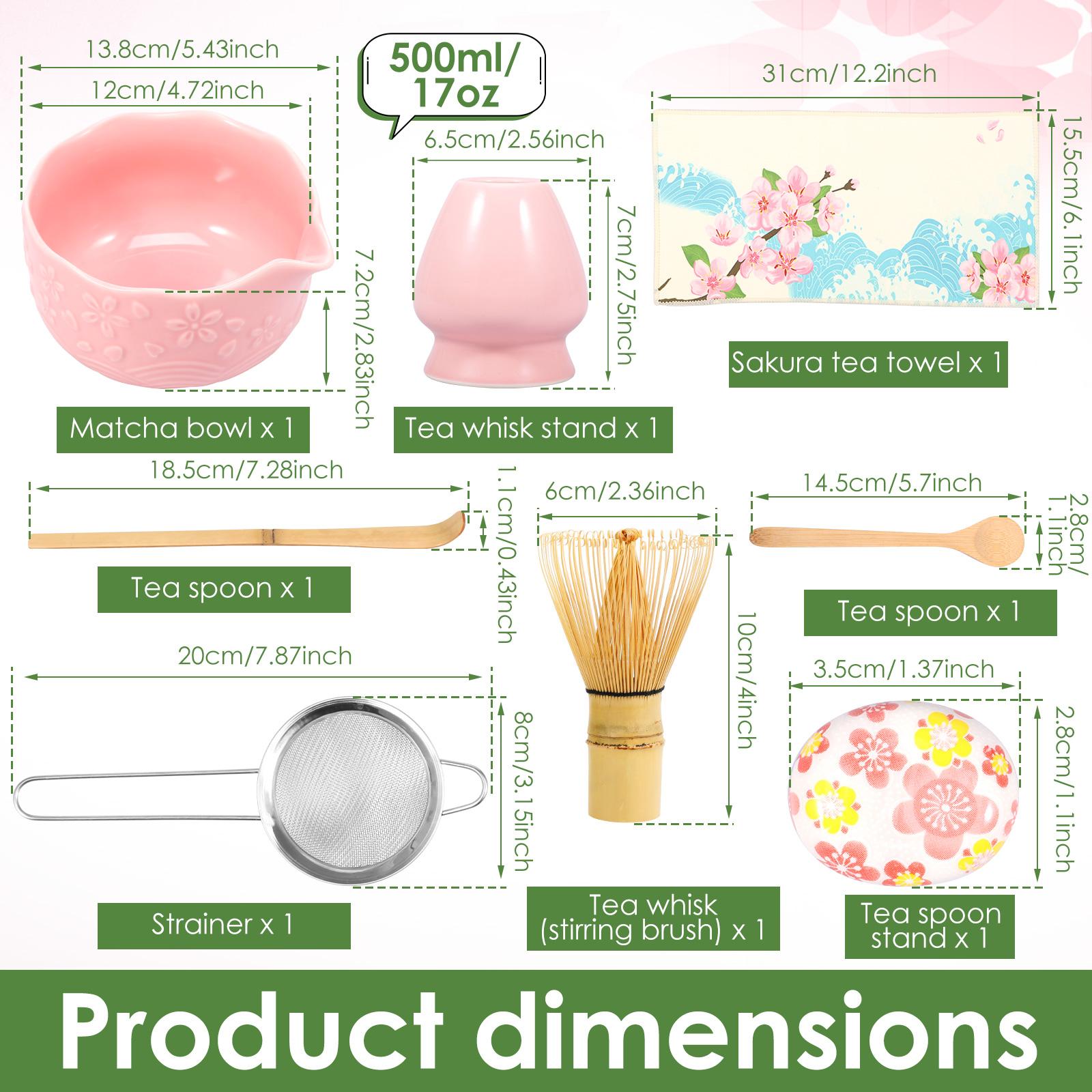 8Pcs Matcha Set Japanese Matcha Making Tea Set with Whisk Ceramic Bowl Scoop Sifter Spoon Tea Towel Whisk Holder and Scoop Stand