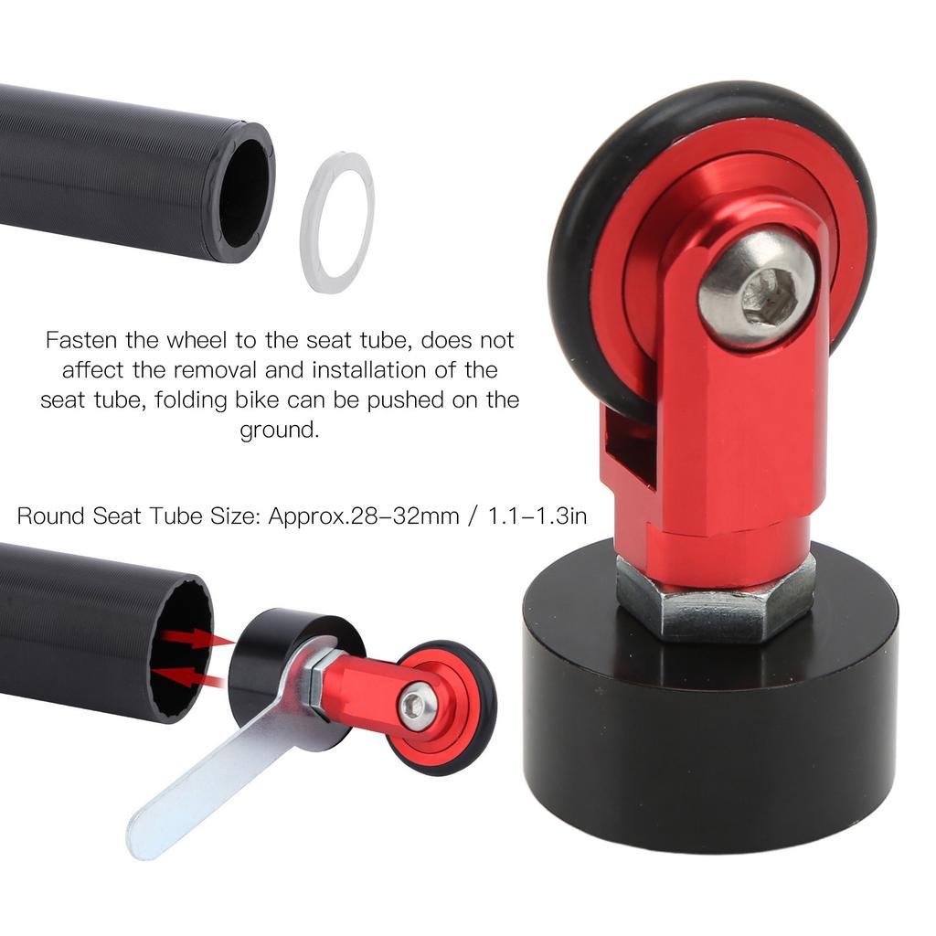 Folding Bike Seat Tube Push Wheel CNC Machining Seatpost Travelling Wheel