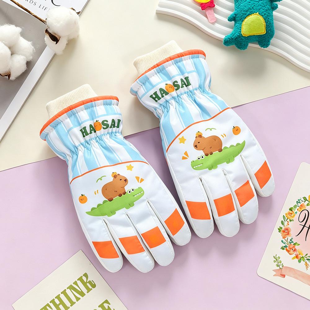 Kids' Winter Ski Gloves: Waterproof, Windproof, Thick Fleece-Lined for Boys & Girls Snow Play, Cycling, and Outdoor Activities