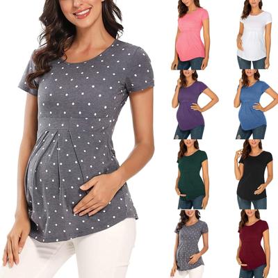 Women's Pregnant Maternity Fashion Short Sleeve Maternity Blouse Beautiful And Elegant T-Shirt