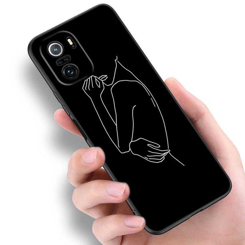 Abstract Art Line Phone Case For Xiaomi Mi 10T 11i 11T Note 10 11 Lite NE F1 POCO F3 M3 X3 GT NFC M4 X4 Pro 5G Soft Black Cover