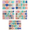 Wooden Blocks Puzzle Playing Developmental Colorful Montessori Christmas Birthday Gift Toddler