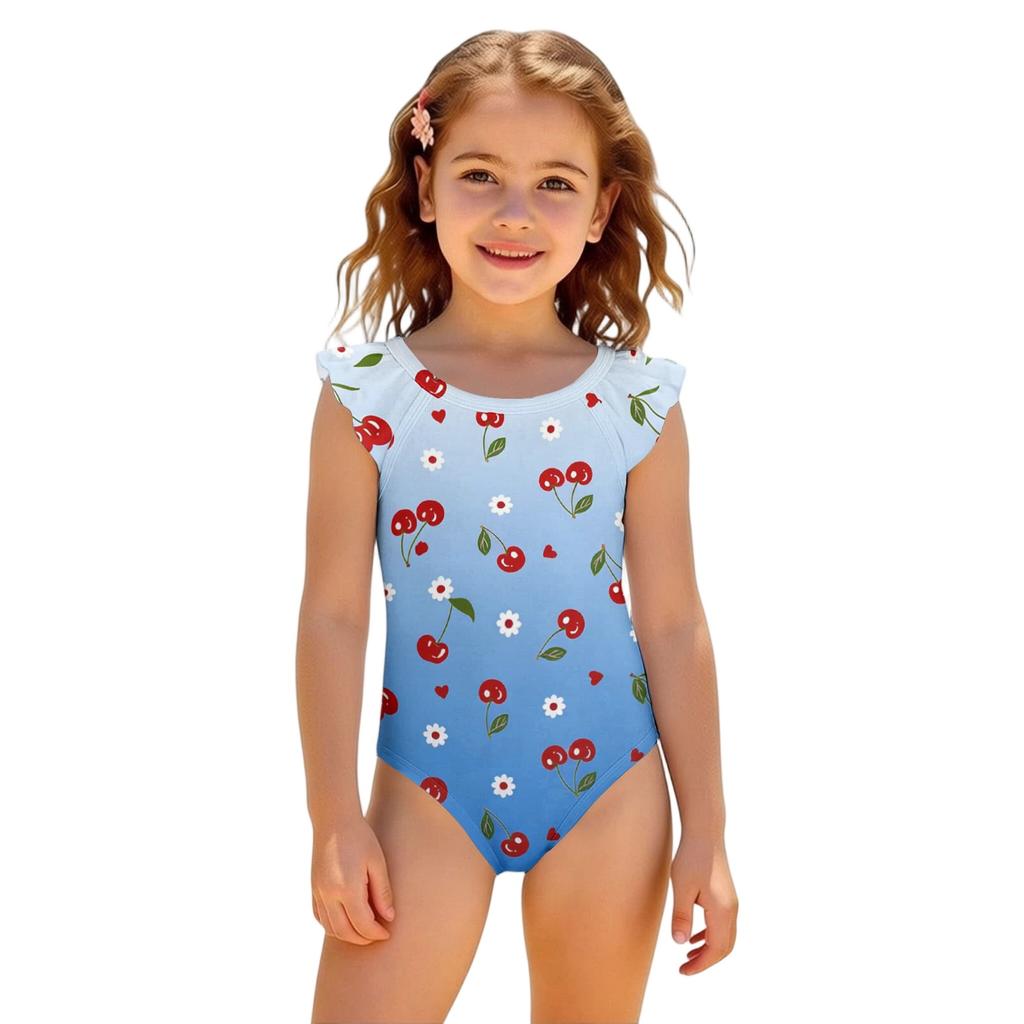 Bañador de una pieza para niña Verano Estampado de Frutas Sin Mangas Informal Moda Traje de baño para Niños Ligero Cómodo