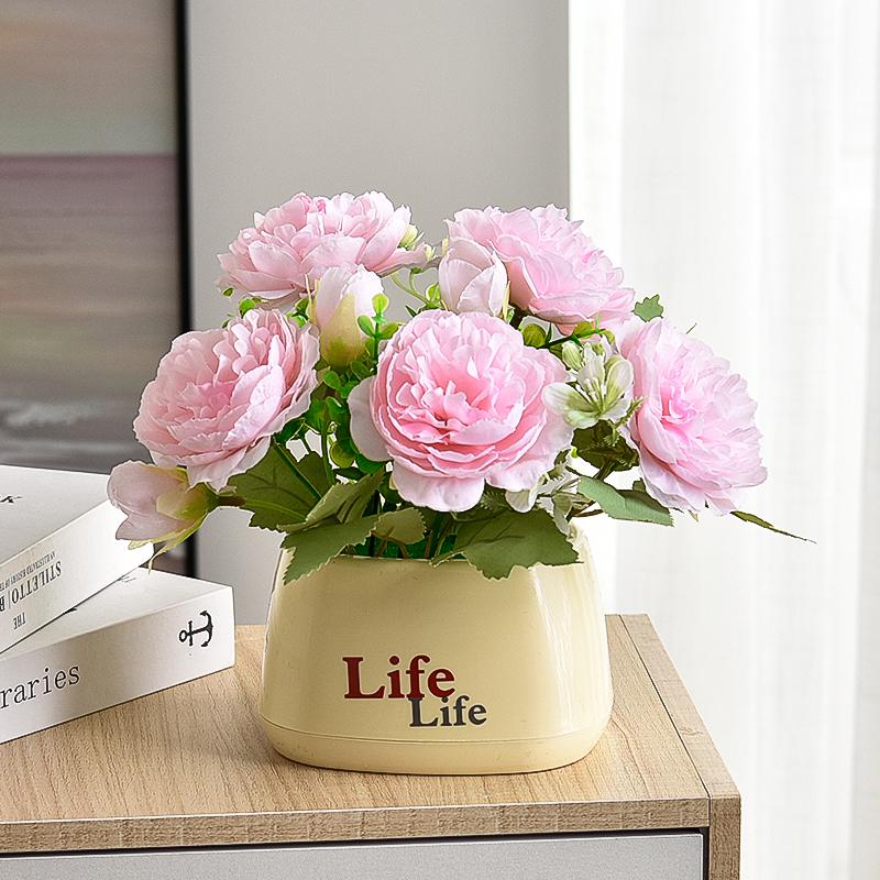 Sunflower Artificial Flower Arrangement - Small Potted Plants & Plastic Bouquets for Living Room and Dining Table Decor