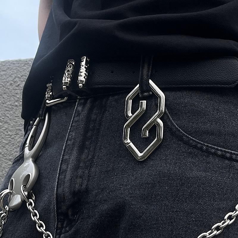 Chaveiro Fivela Coração Amoroso Geométrico Indústria Pesada Pingente de Metal Criativo Acessório de Bolsa Punk Rock Y2K Acessório de Estilo para Cintura Presente