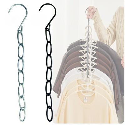 Metal Hanging Closet Organizer Chain Wardrobe Storage Rack Multi Functional Garment Display Drying Adjustable Laundry Shelf