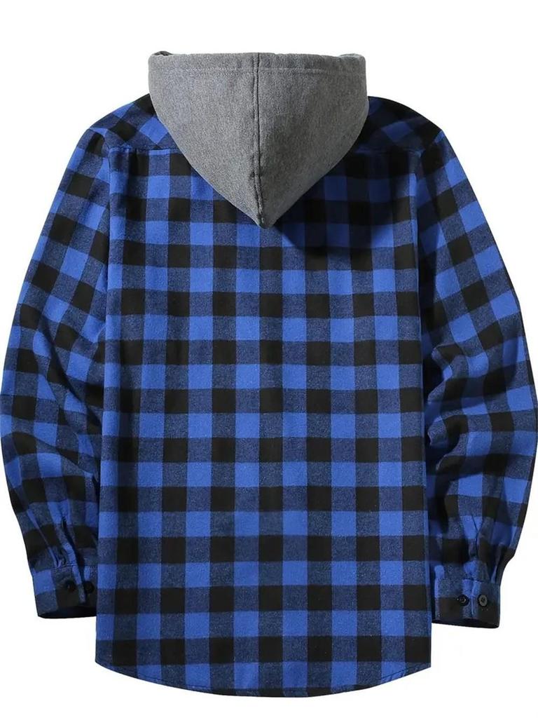 Camicia con Cappuccio a Quadri Rossi e Neri Trendy da Uomo - Capo Esterno Casual a Vestibilità Larga per Primavera & Autunno 2026