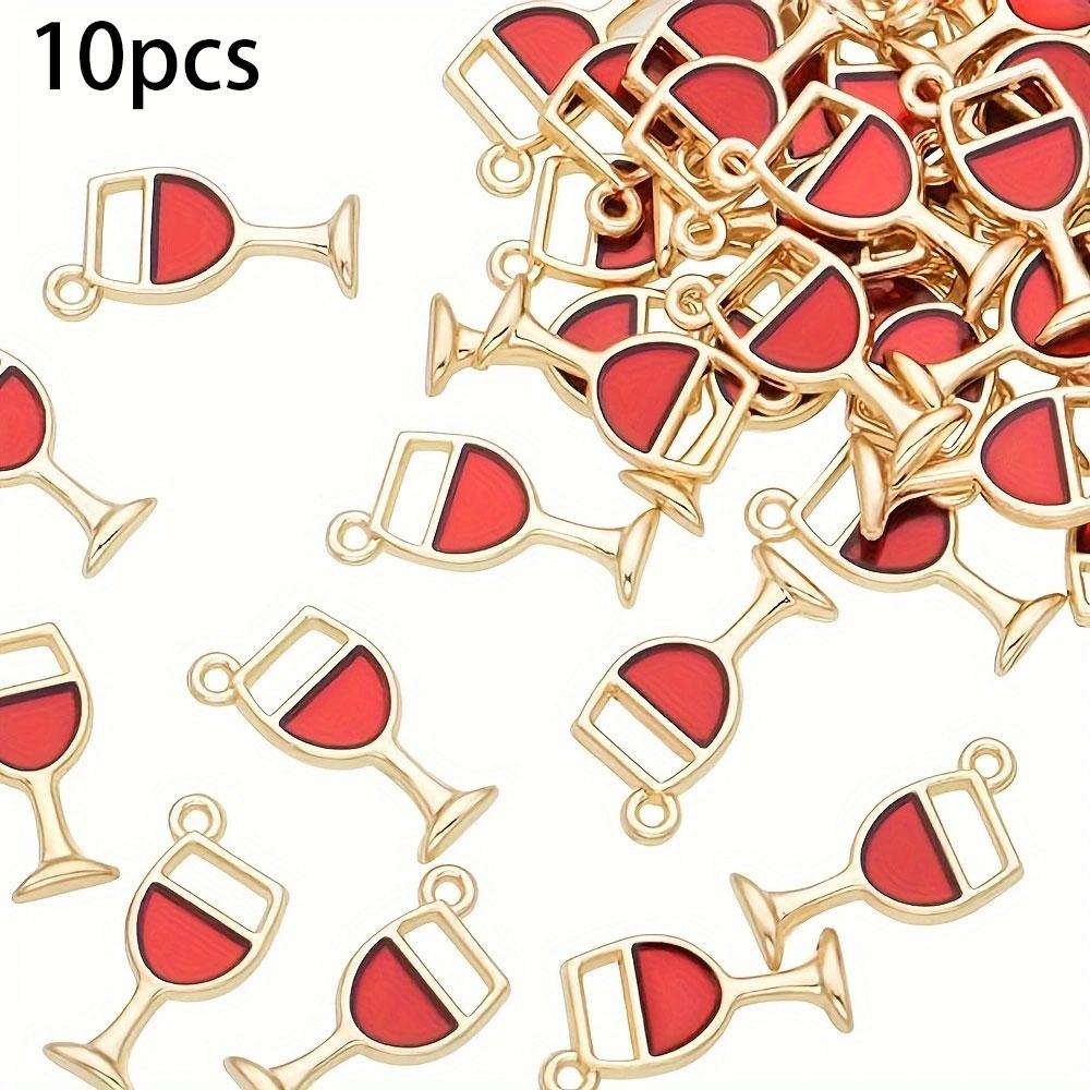 10/20/30pcs Romantic Red Mature Fashion Alloy Drip Oil High Footed Cup Small Pendant DIY Bracelet Necklace Foot Chain Pendant