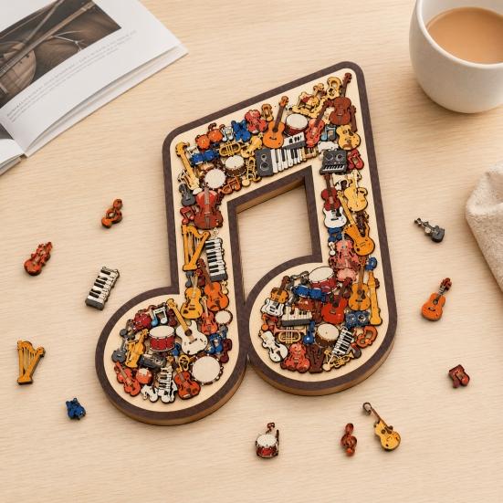Puzzle in Legno Nota Musicale Strumento Nota Decorazione Jigsaw Musicale