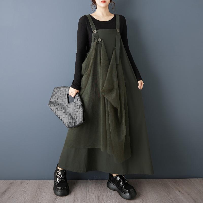 DIMANAF 2026 Spring Summer Women Plus Size Dress Maxi Long Dress Sleeveless Mesh Loose Casual Dresses