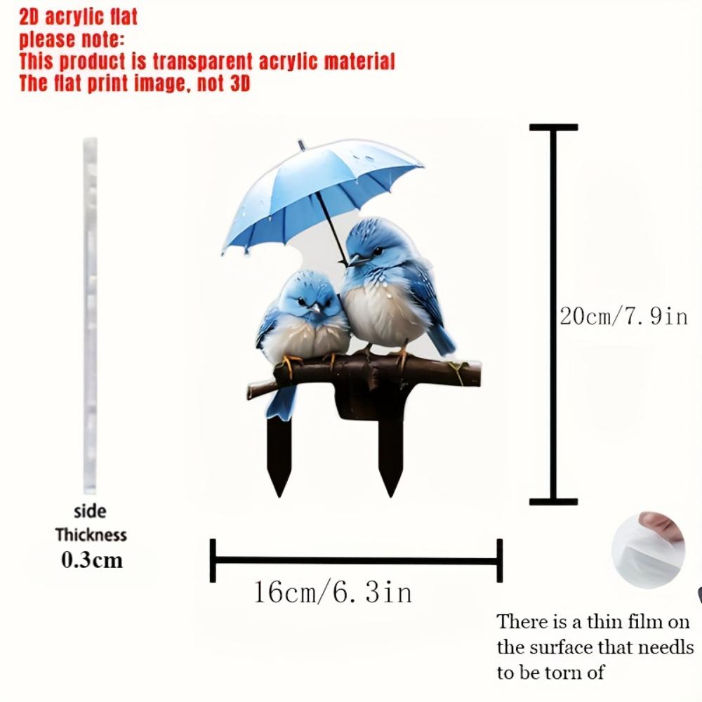 Cute blue bird, 2D flat acrylic, decoration, outdoor, suitable for garden, lawn, gifts, Christmas, Halloween