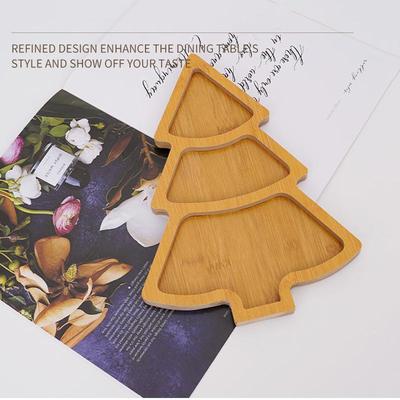 Creative Christmas Tree Shape Wooden Serving Tray For Candy Snacks Nuts Dry Fruits Breakfast Dessert Wedding Party Home Decor